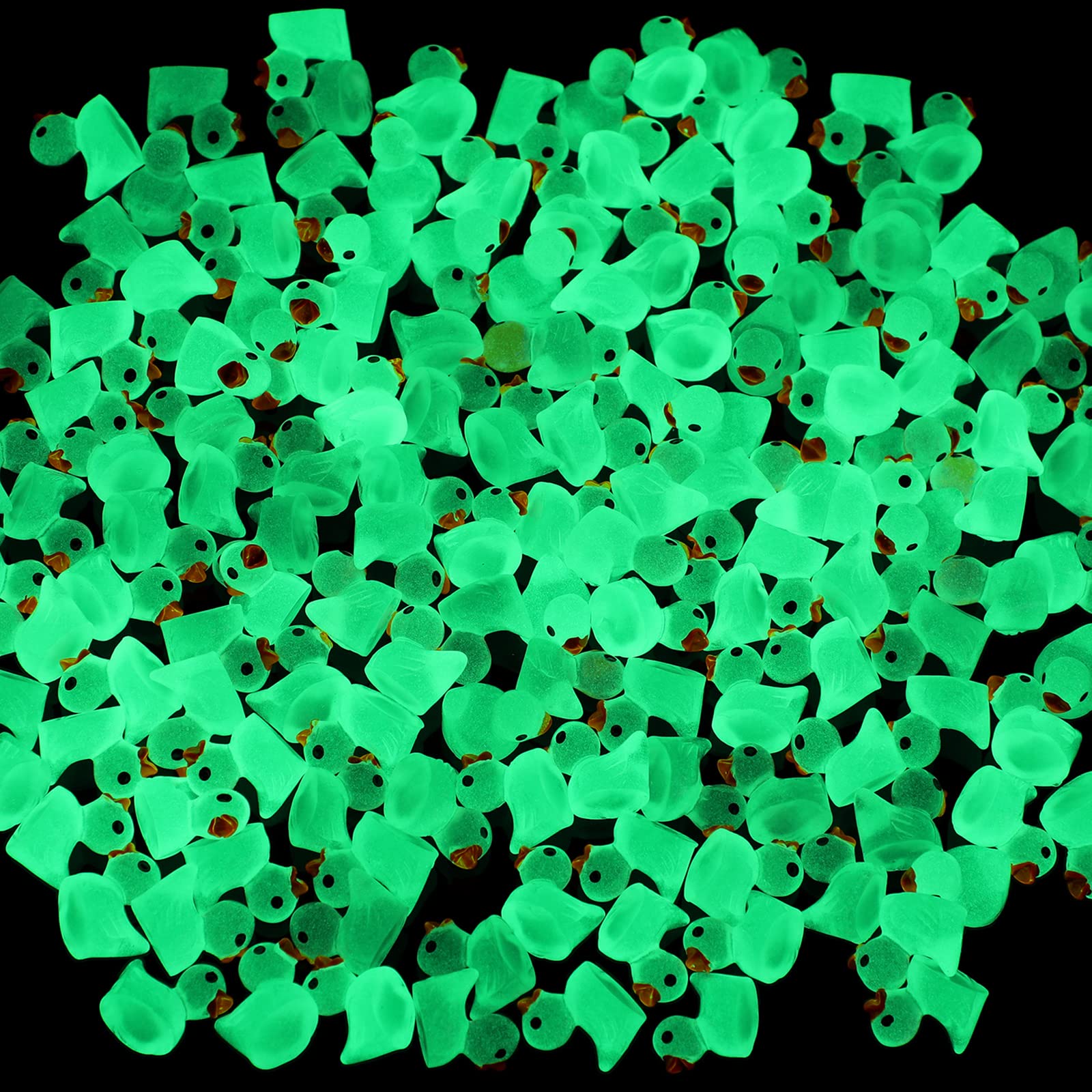 Honoson200 Pcs Mini Resin Ducks Tiny Ducks Luminous Mini Ducks Bulk Mini Resin Figures Miniature Decoration for DIY Garden Dollhouse Duck Accessories Garden Landscape Aquarium Ornament (Green)