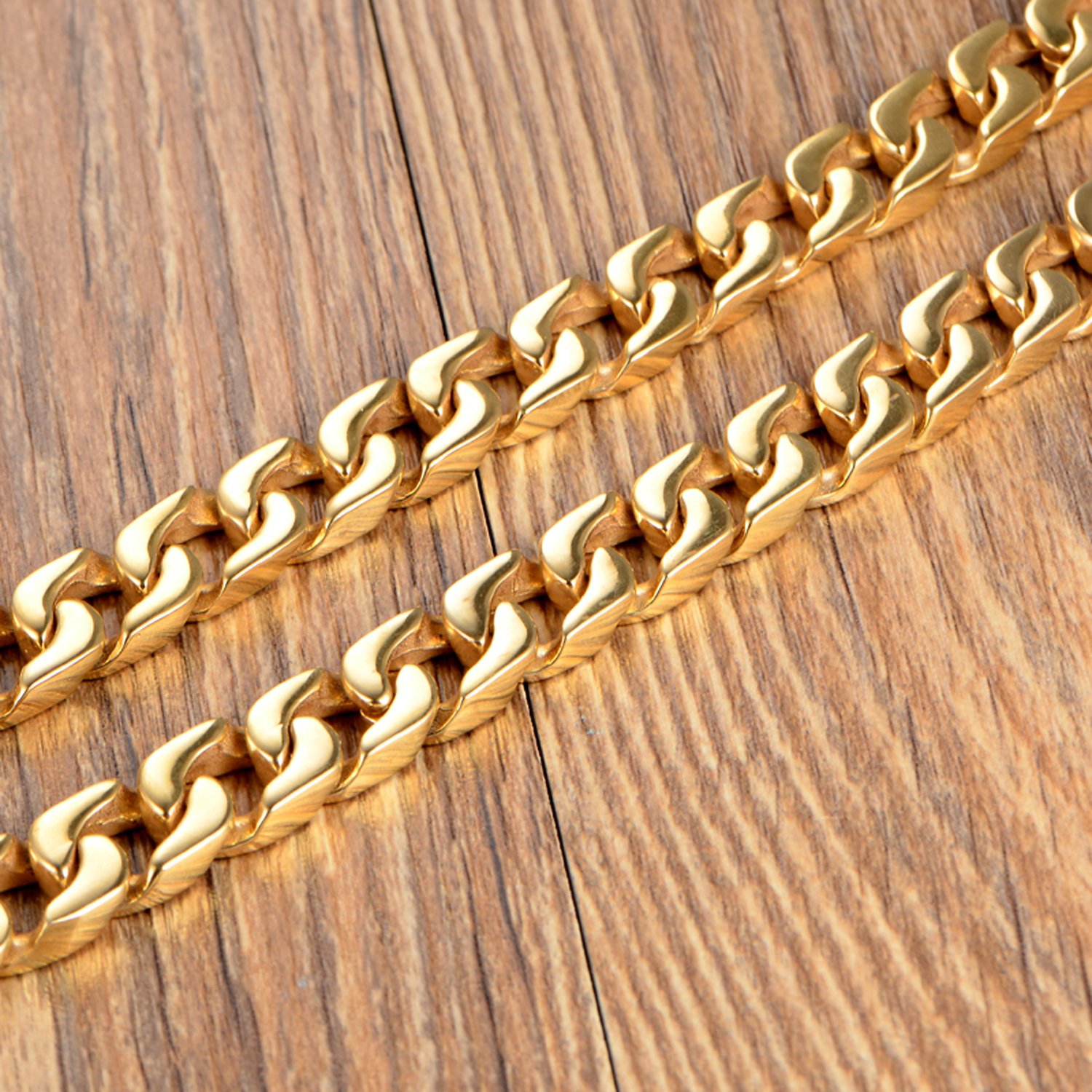 Collana a catena a maglie in oro 24 carati da 14 mm per uomo, taglio reale, chiusura pesante, solida e spessa, prodotta negli Stati Uniti
