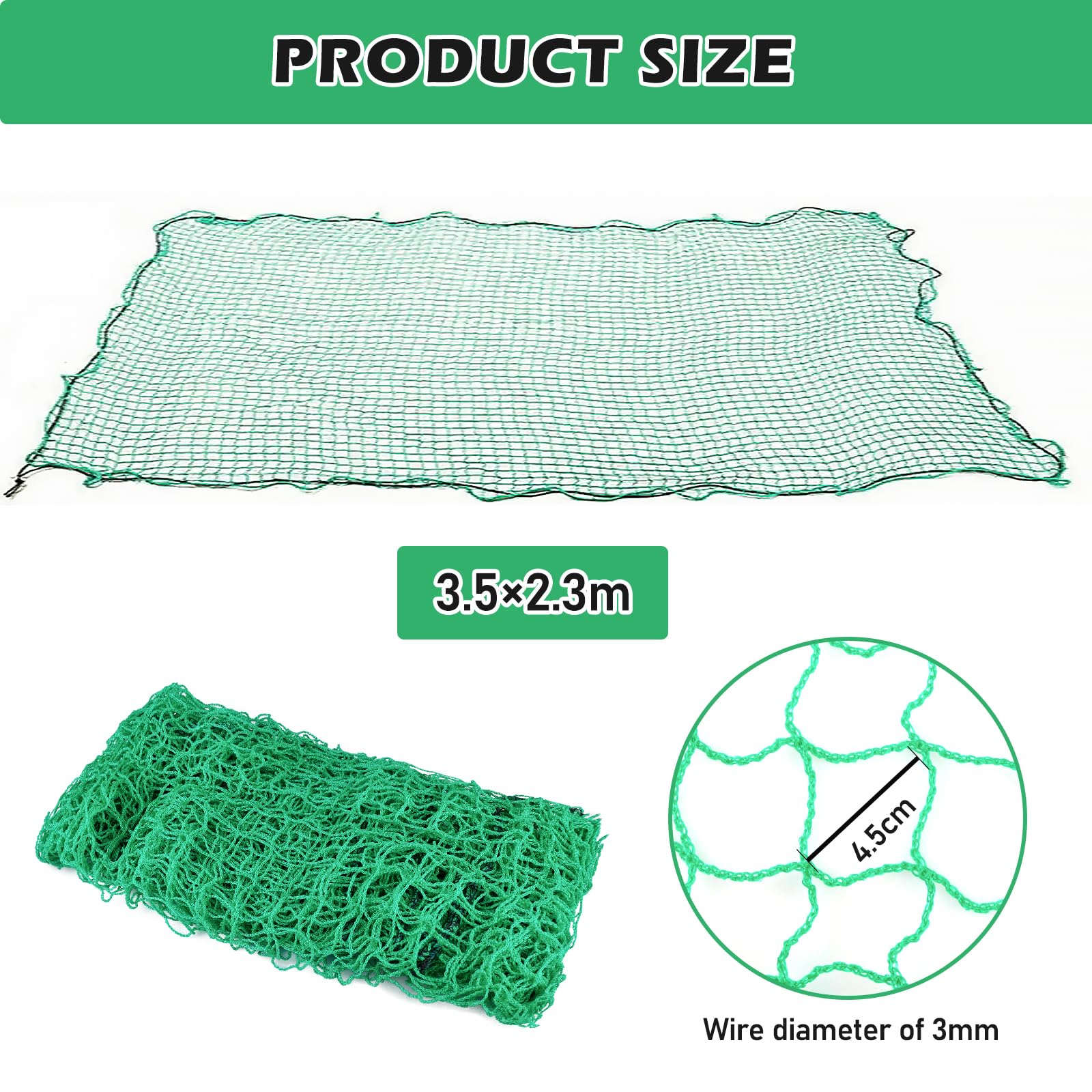 Vegena Filet de sécurité pour remorque - 3,5 x 2,3 m - Maille fine - Pour un chargement optimal