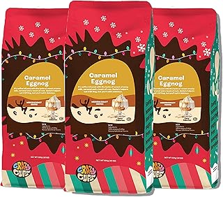 Crazy Cups Flavored Ground Eggnog Coffee, Caramel Eggnog in 10 oz Bag, 3 Pack