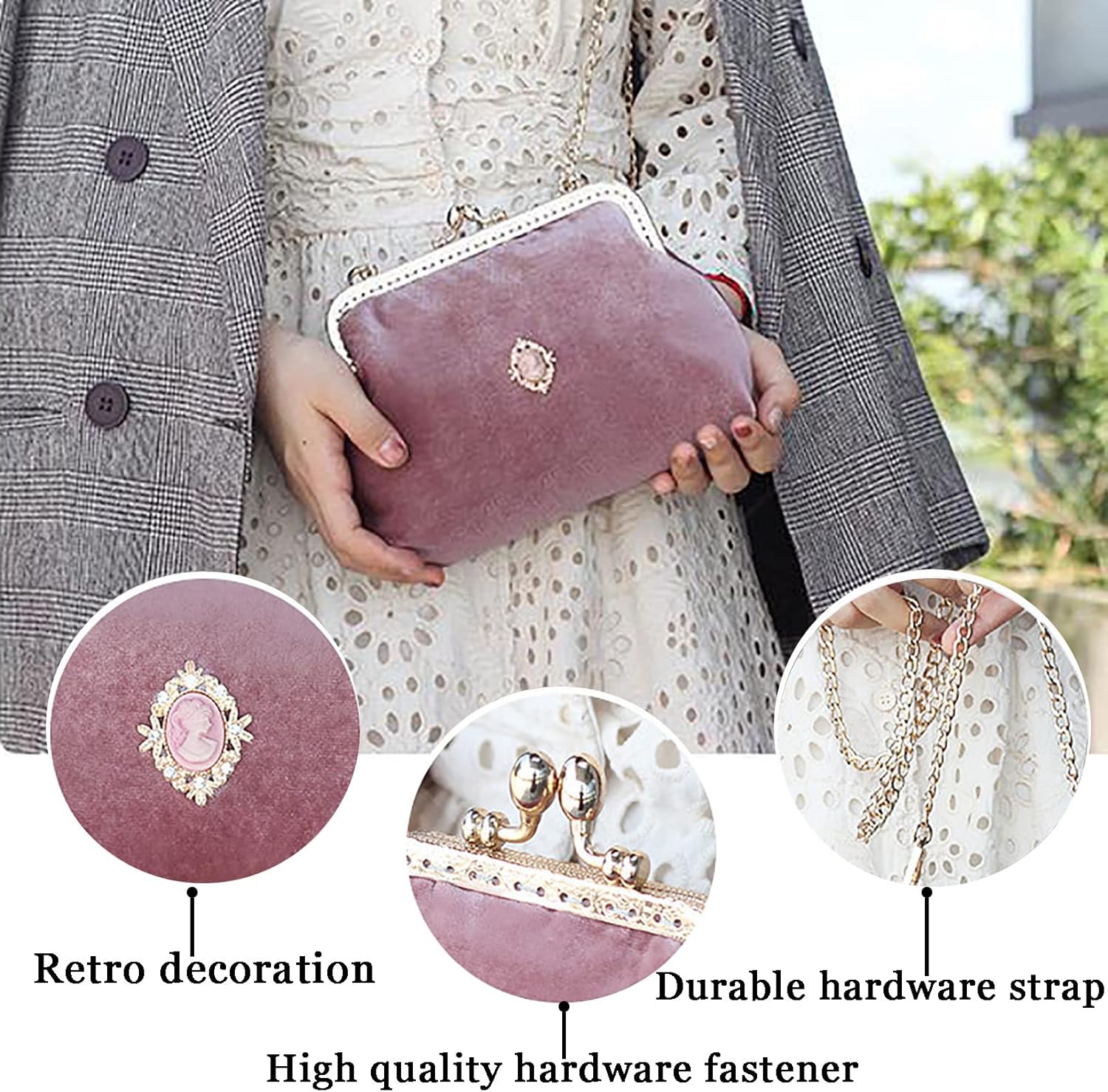 Ladies simple Shoulder Crossbody Soft Velvet Magnetic Closure Hand Bag