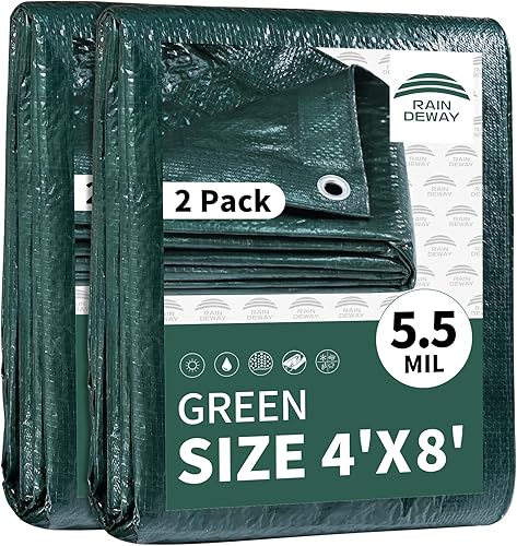 Miniatura 42 de RAINDEWAY Lonas de 7 x 7 pies (paquete de 2) – 5.5 mil, cubierta de lona de polietileno impermeable multiusos con ojales de metal y bordes