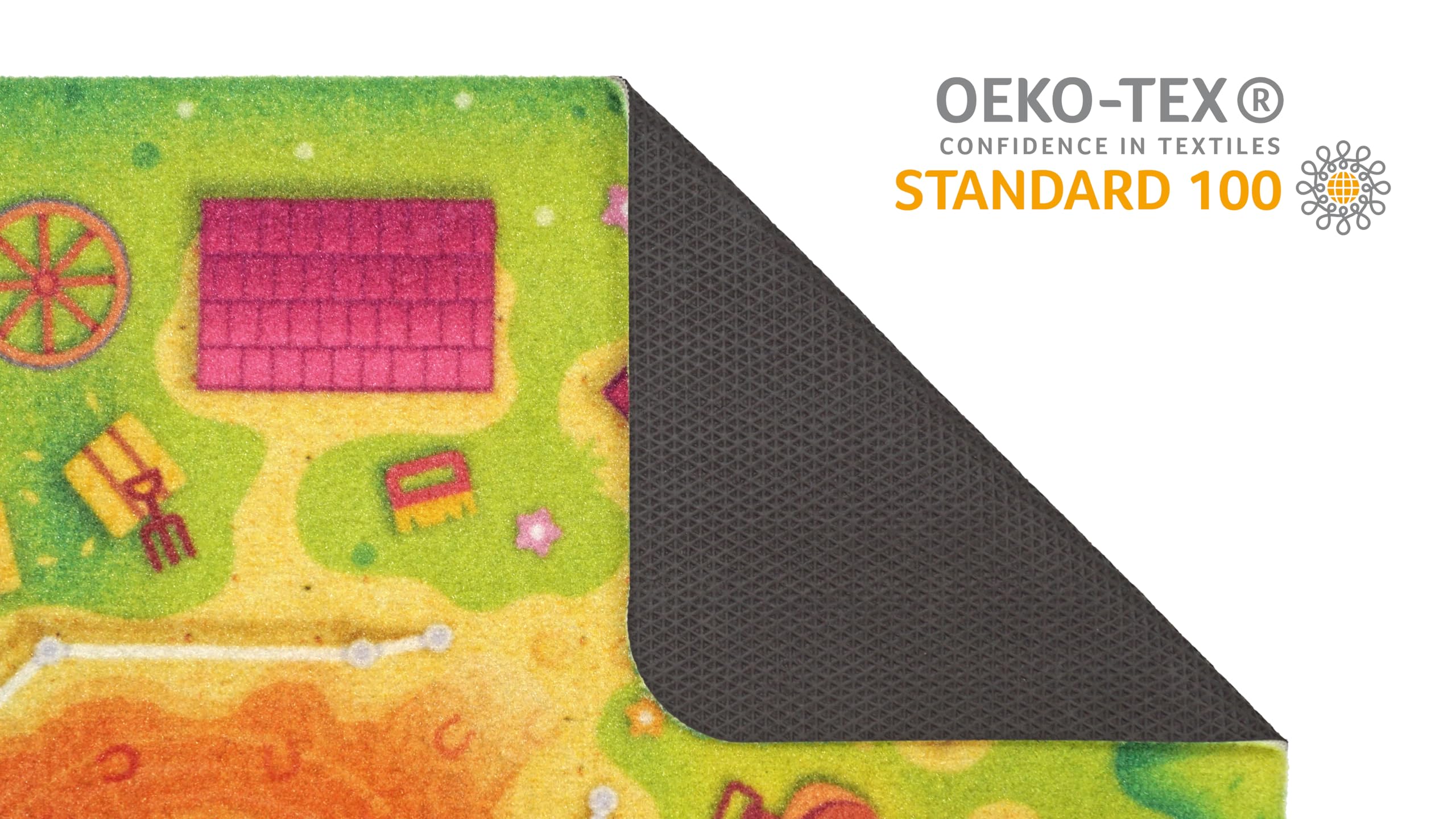 HuggyPlay Tapis de Jeu Poney Ferme Tapis pour Enfants 90 x 150 cm