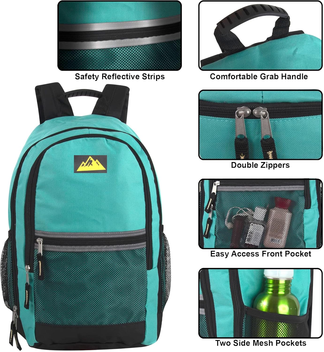 Summit Ridge 24 Pack Bulk Reflective Backpacks Wholesale for College Men, Women, Homeless Adults (Female Colors Pack)