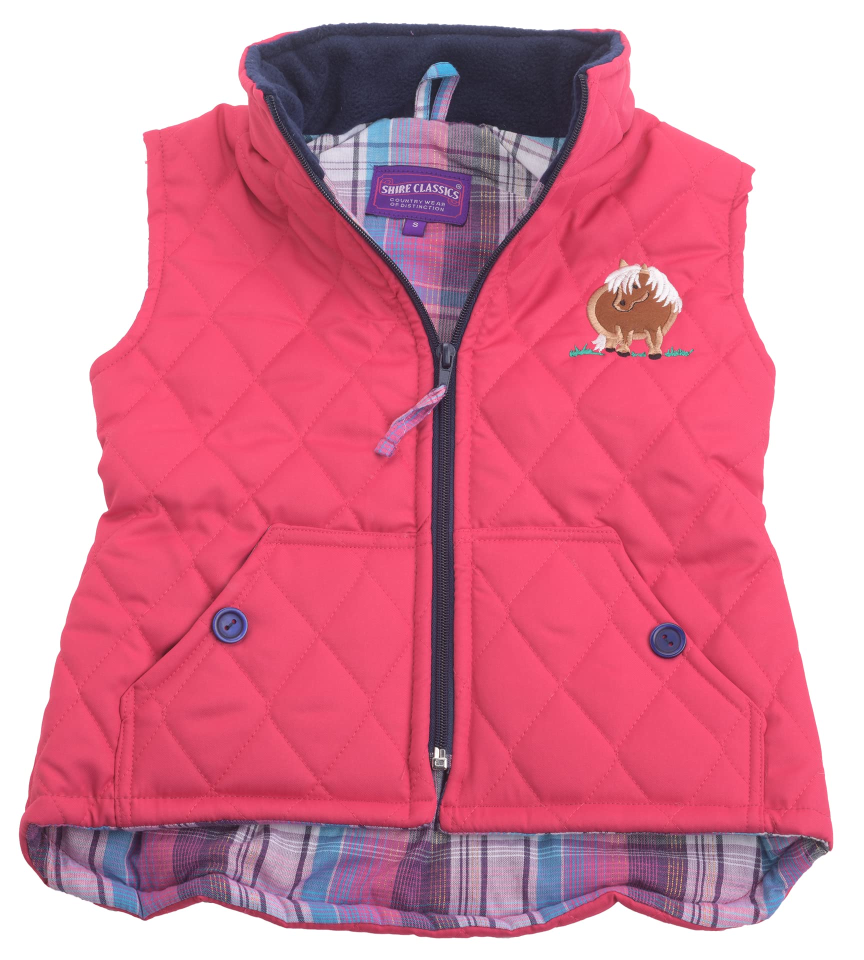 Lambland Girls' Bright Pink Embroidered Pony Gilet Body Warmer – Stylish and Cozy Sleeveless Jacket (UK, Age, 1 Year, 2 Years, Regular, Pink)