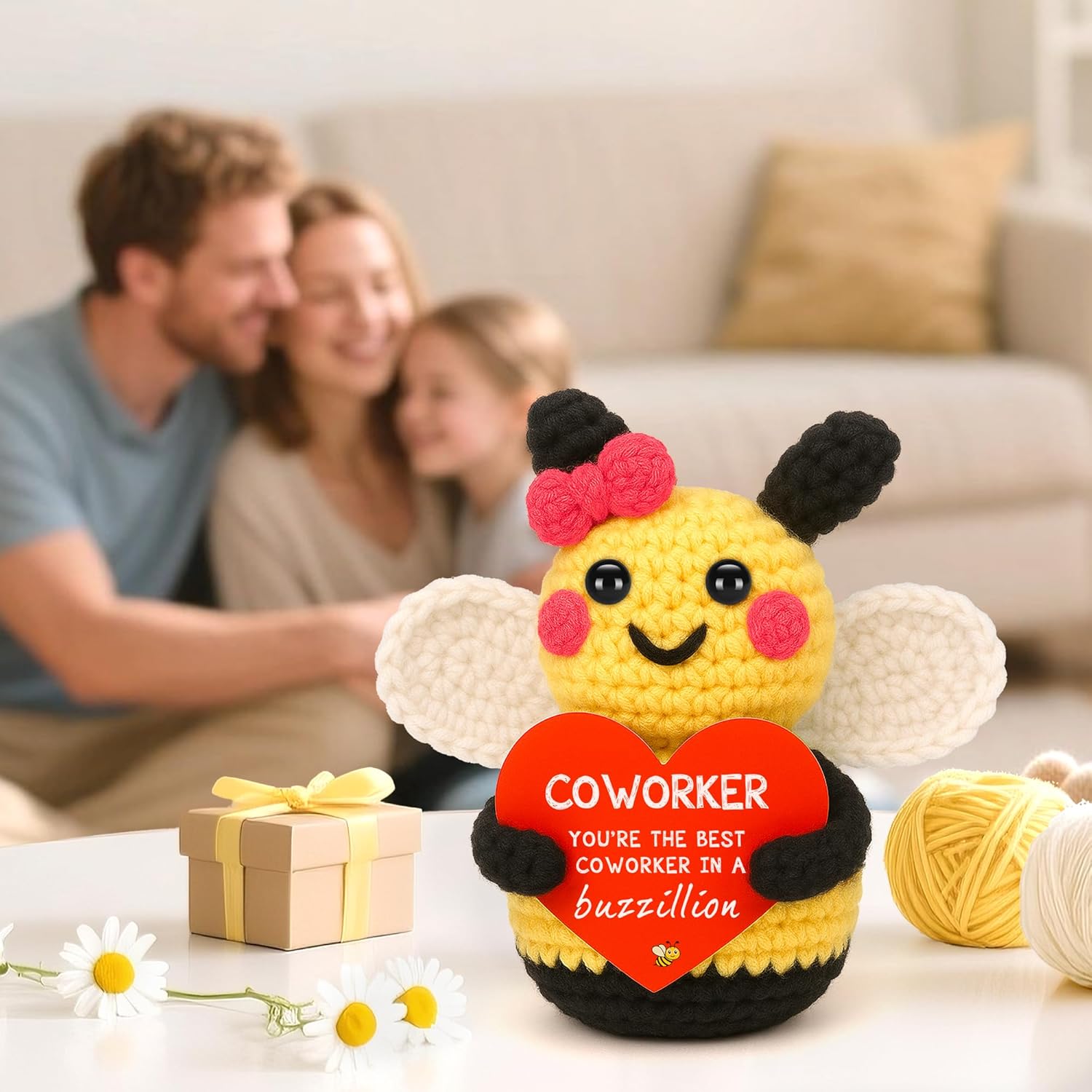 Funny Coworker Gifts, Appreciation Employee Coworker Valentines Day Boss Lady Work Bestie Friends Female, Positive Crochet Animals Handmade Bee Gift Office Decor Cute Easter Basket Stuffer for Women - Image 4