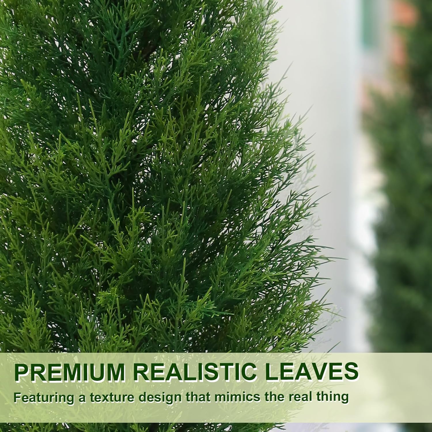 2Pack 4FT Artificial Cedar Trees in Pots, UV Resistant Faux Evergreen Plants for Indoor Outdoor Decoration, Modern Porch & Entryway Greenery - Image 3