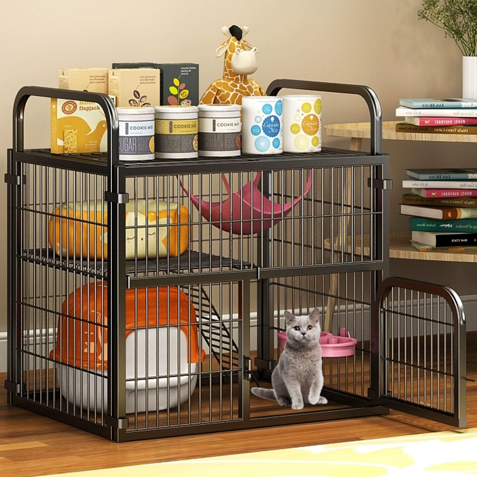 Cage pour chat à 2 niveaux idéale pour canaliser l'énergie en intérieur