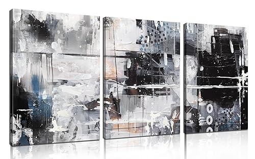 Abstract Wall Art for Living Room - Modern Black and
