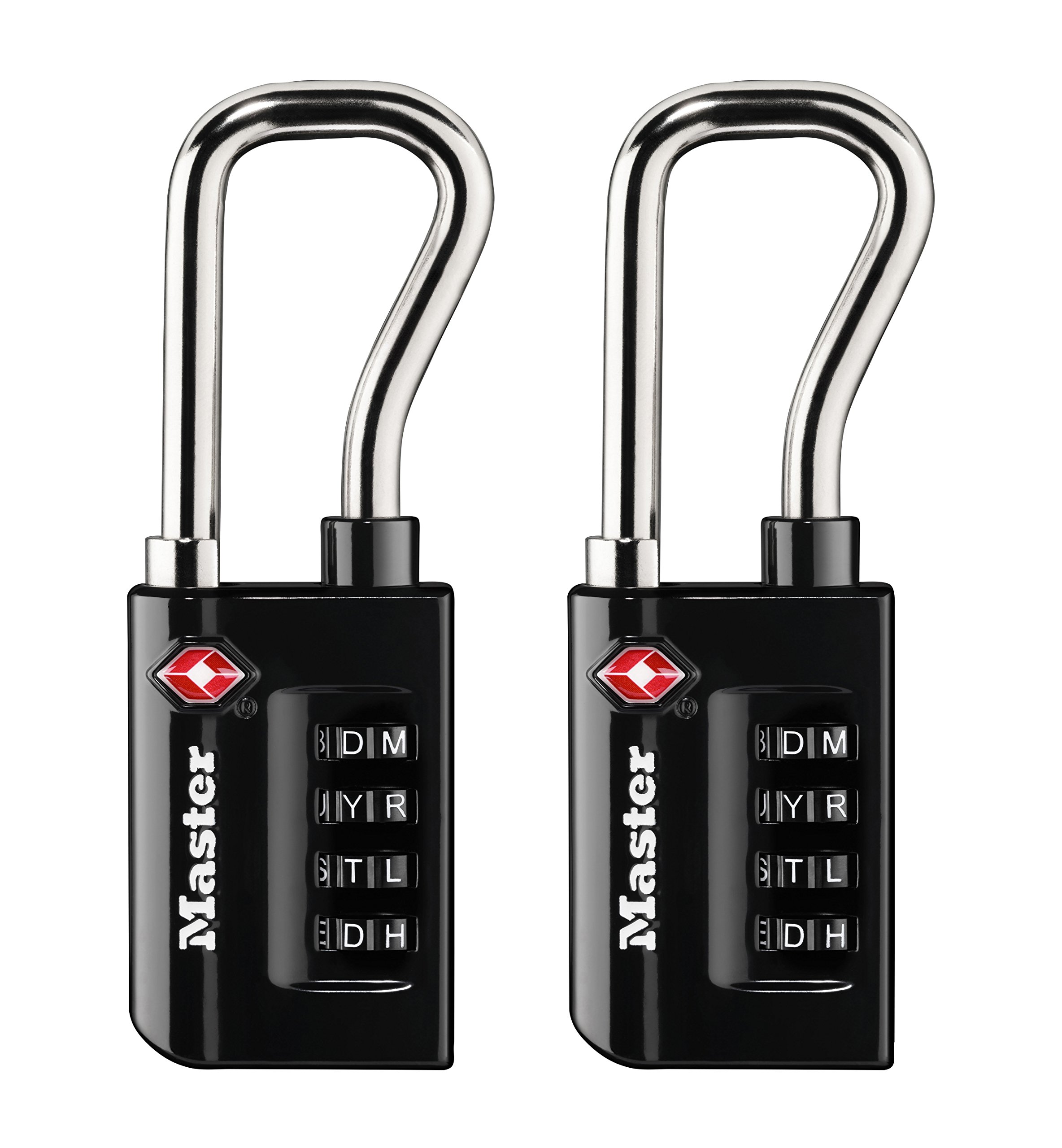 Master Lock kłódka, ustaw własną kombinację WORD akceptowany zamek bagażowy TSA, 4-11 cm szerokości, 4696TWD (opakowanie 2)