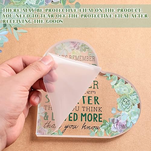 Vista 5 de Yulejo Regalos de agradecimiento para profesores de acrílico para mujeres, suculentas, letrero de corazón de agradecimiento, inspirador de fin