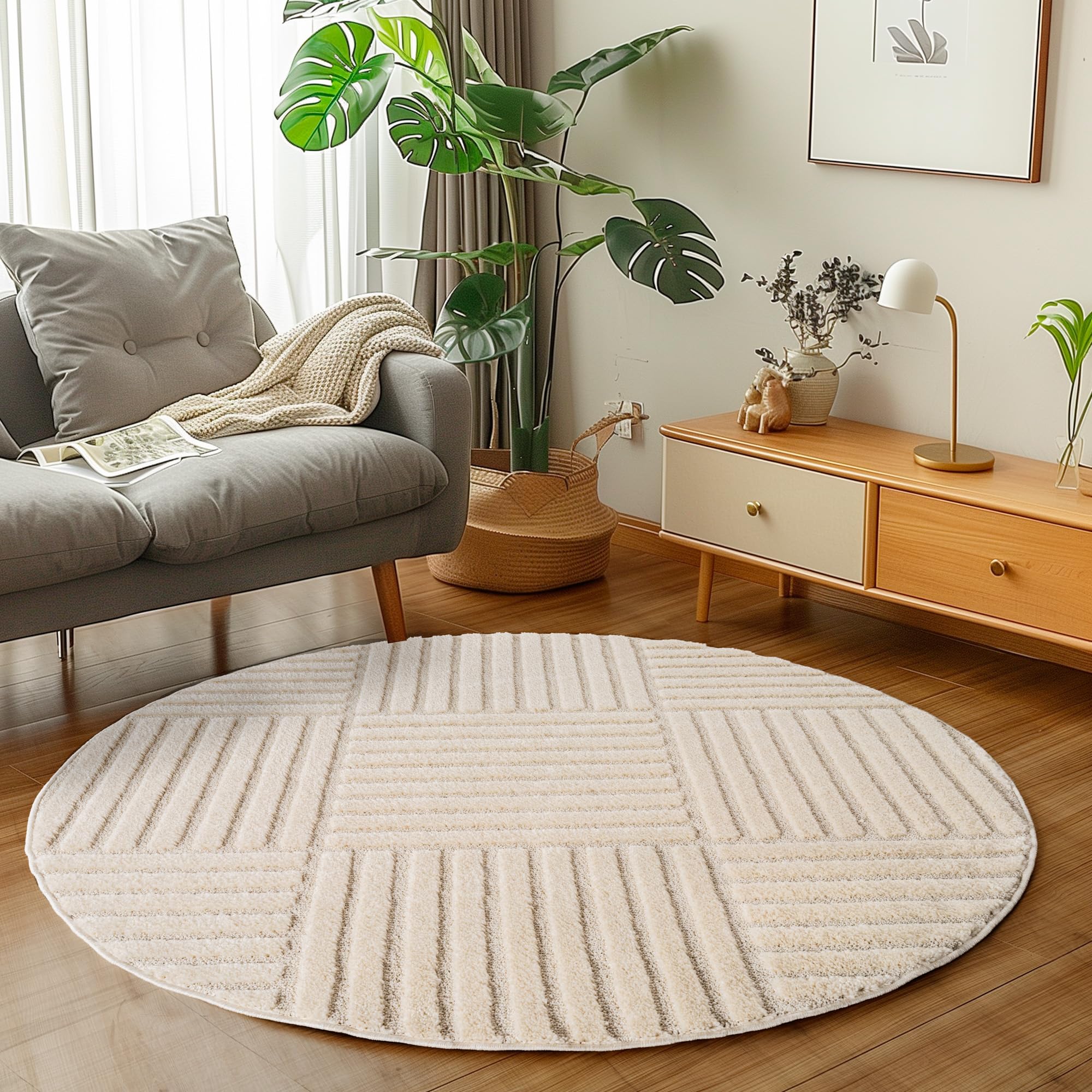 Carpetsale24 Wohnzimmer Teppich Hochflor Skandi Boho Karo Muster Hoch-Tief Struktur Shaggy Langflor Weich Flauschig Strapazierfähig Pflegeleicht Modern für Schlafzimmer