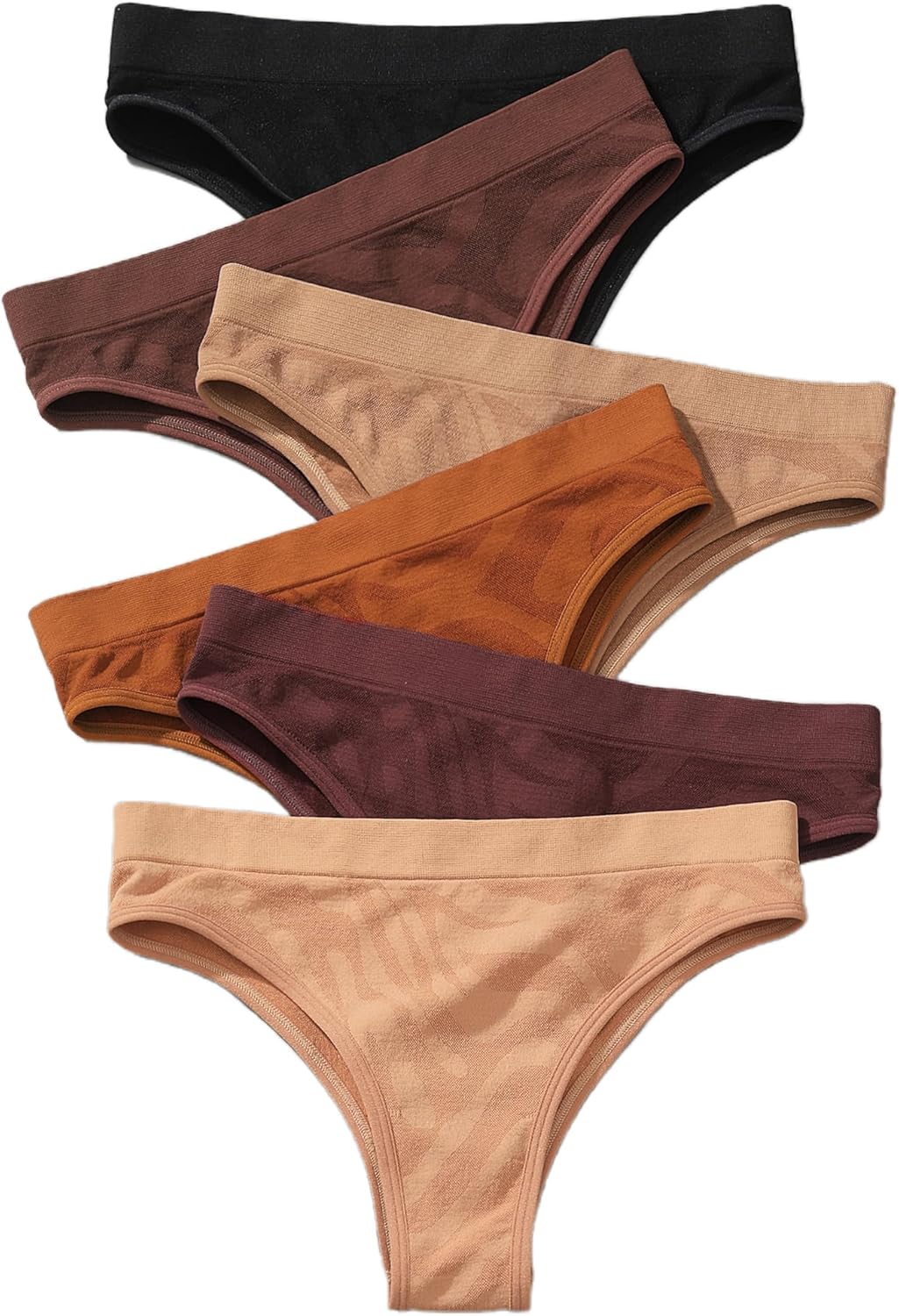 XI LIU 6 Pack Solid Color Thongs for Women Stretchy Breathable Women's Panties Sexy Women's Underwear