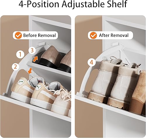 Miniatura 4 de Boonatu Armario de zapatos para entrada, armario de zapatos con 3 cajones abatibles, armario de zapatos para entrada de espacio delgado, armario de