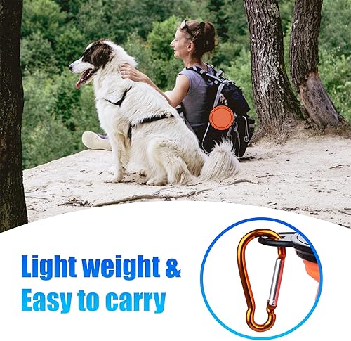 Vista 121 de SLSON - Tazón plegable portátil para perros, gatos y mascotas con 2 mosquetones para paseos, estacionamiento y viajes, para agua y comida