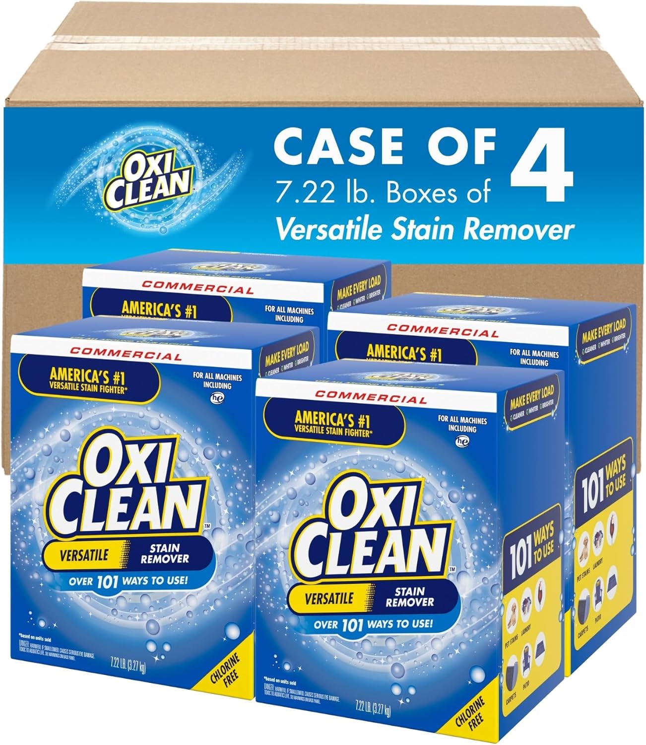 OxiClean Versatile Stain Remover, Regular Scent, 7.22 Lb Box, 4/carton