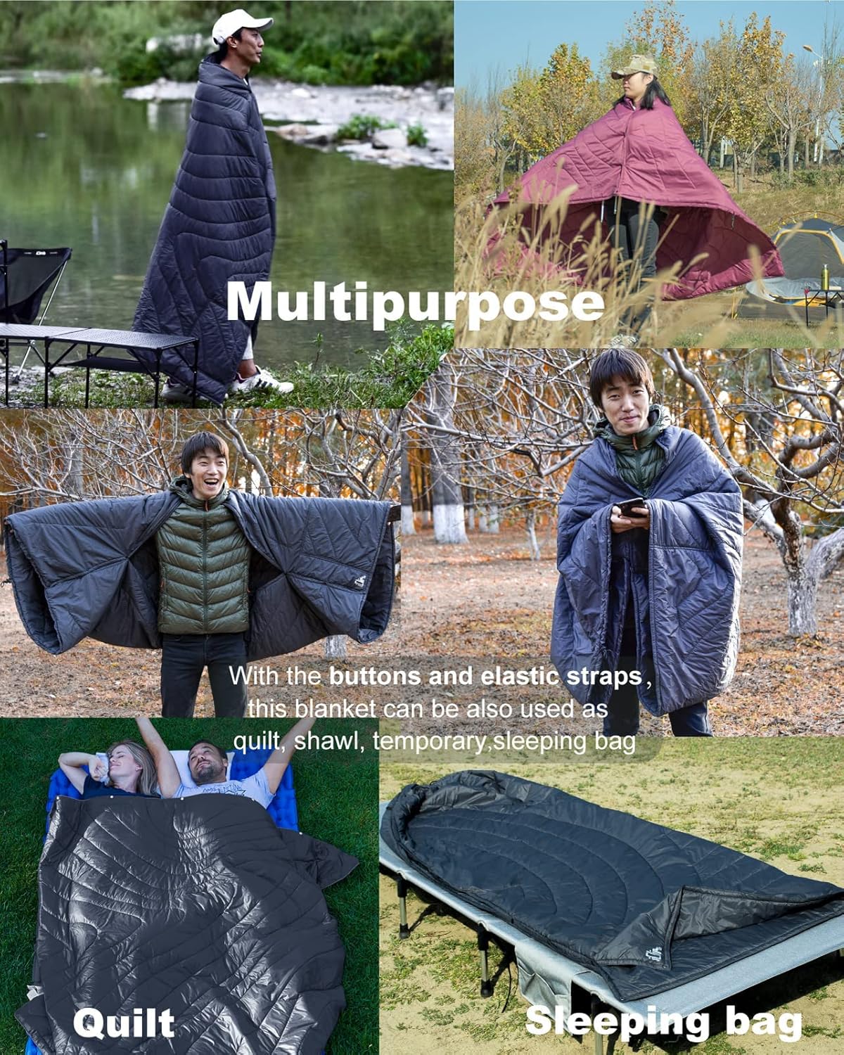 iClimb 1 3M Thinsulate Insulation Warm Camping Blanket and 1 Mini Folding Table Bundle, Ultralight Compact for Adults Outdoor Backpacking Camping Hiking Beach Concert