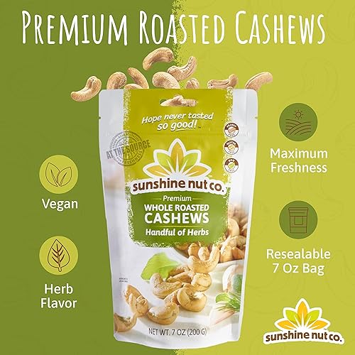 Miniatura 3 de Sunshine Nuts Co. - Anacardos ligeramente salados tostados enteros, sin gluten, sin maní y veganos, paquetes individuales de aperitivos para niños y