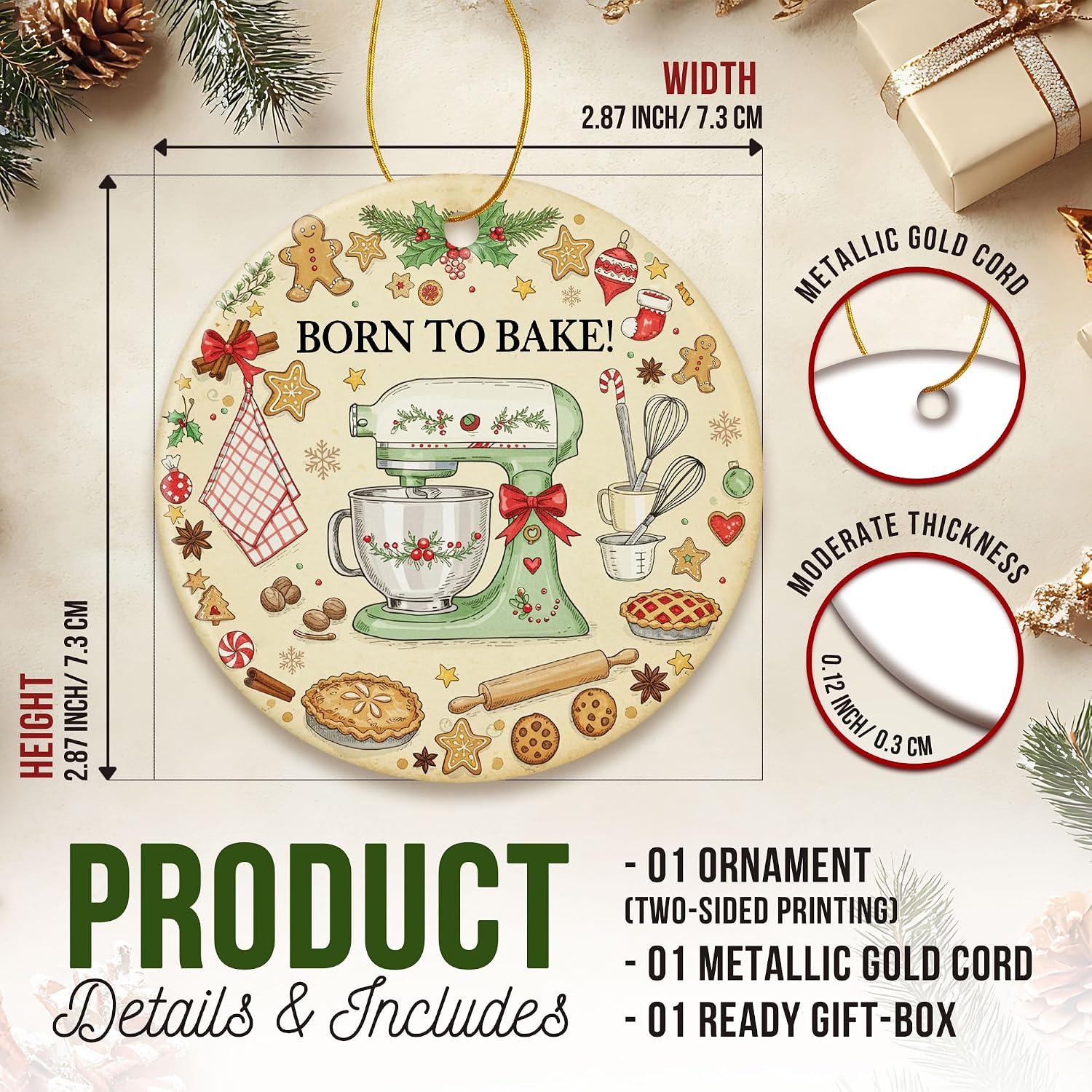 ZAGKOO Baking Ornaments for Christmas Tree - Baking Gifts for Women image 2