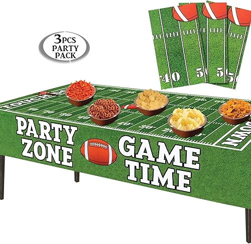 Miniatura 4 de AnapoliZ Mantel de fútbol de plástico | Paquete de 3 piezas (54 pulgadas de ancho x 72 pulgadas de largo) | Mantel rectangular para mesa de día de