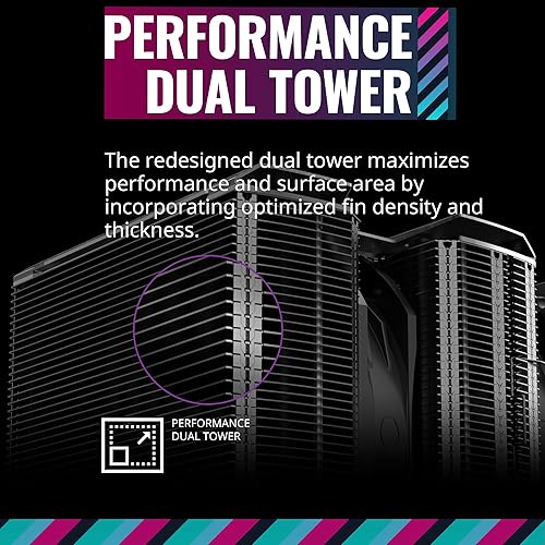 Miniatura 3 de Cooler Master MasterAir MA824 Stealth Dual Tower CPU Air Cooler, 8 Heat Pipes, Dual Mobius 120130mmFans, Nickel-Plated Copper Base, AMD Ryzen