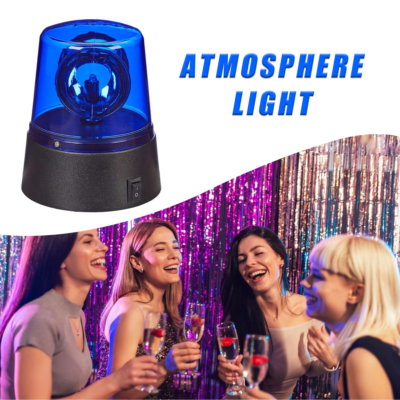 Gyrophare,Lumière de fête - 360 feux d'avertissement de sécurité rotatifs à piles, lumières d'ambiance pour fête disco Club jeu de rôle thème anniversaire Pekmar