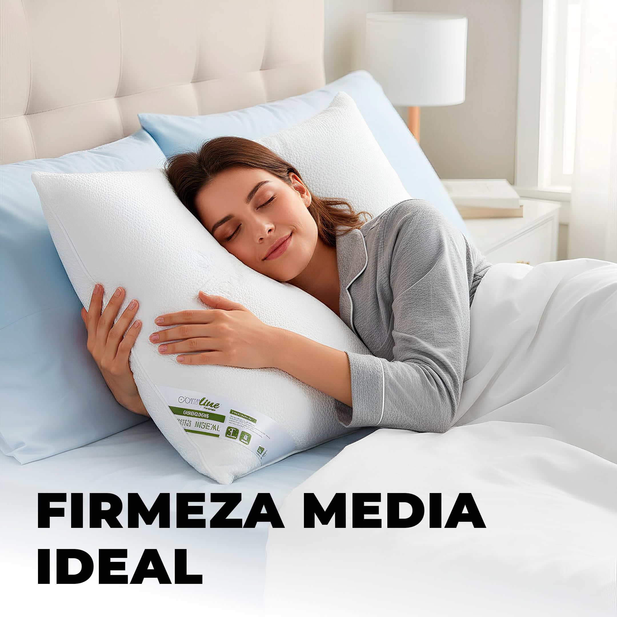 Relax Almohada Visco Vegetal 70 Cm Firmeza Suave Núcleo Aceites Naturales Tejido Bamboo Transpirable Antialérgica Cervical Eco Sostenible Adaptable Sueño Ergonómico Funda Lavable