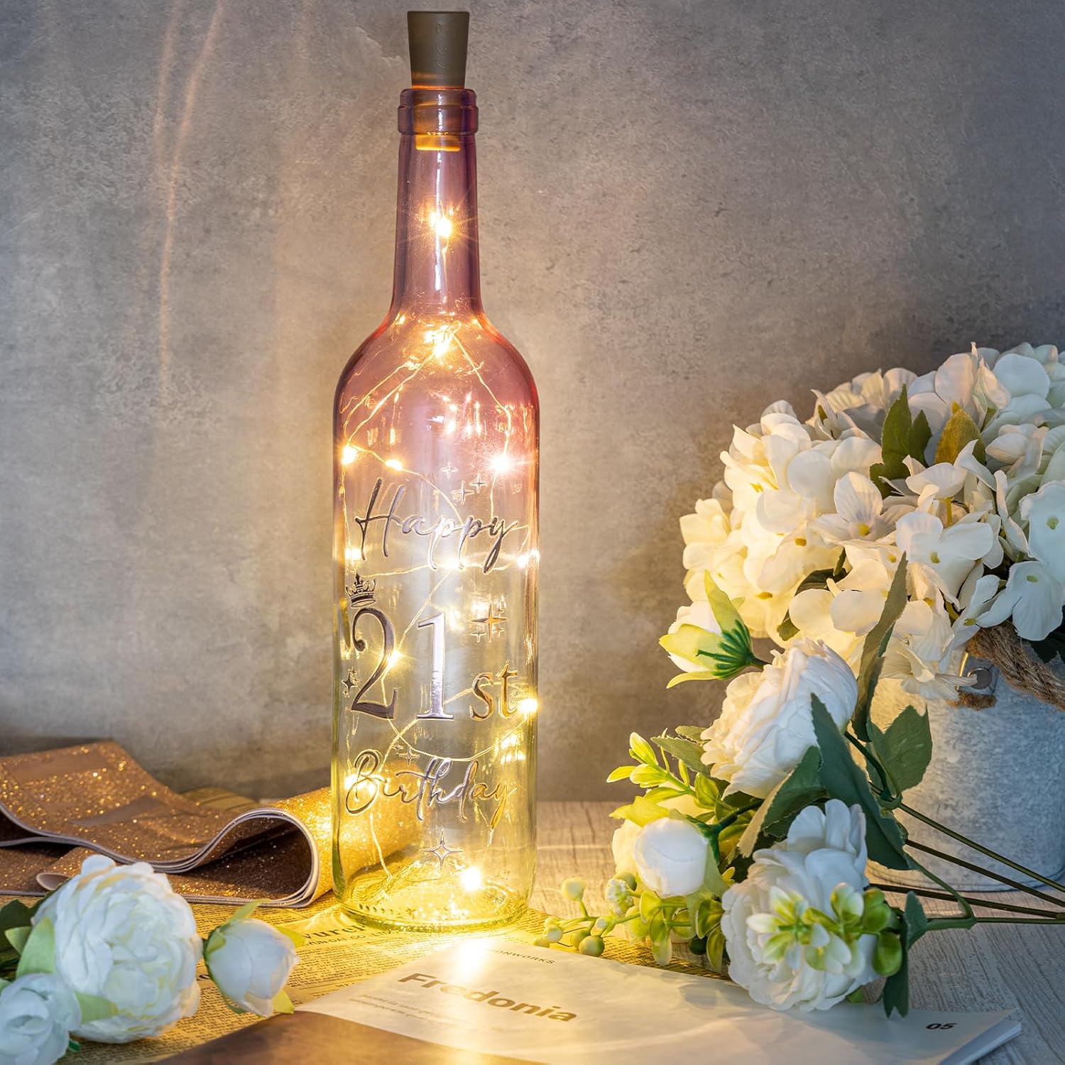 21st Birthday Gifts for Women, 2005 Happy 21st Lighted Wine Bottle Birthday Gifts For Her, Funny 21-Year-Old Decorations for Her, Daughter, Sister, Friends - Image 4