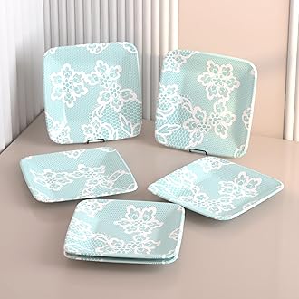 Bliss Melamine Quarter Plates Set of 6 - Size 7', Non Breakable, Square Designer Plate for Serving Snacks, Breakfast, Lunch or Dinner at Home, Kitchen, or Café, Stainless (Ocean's Eleven)