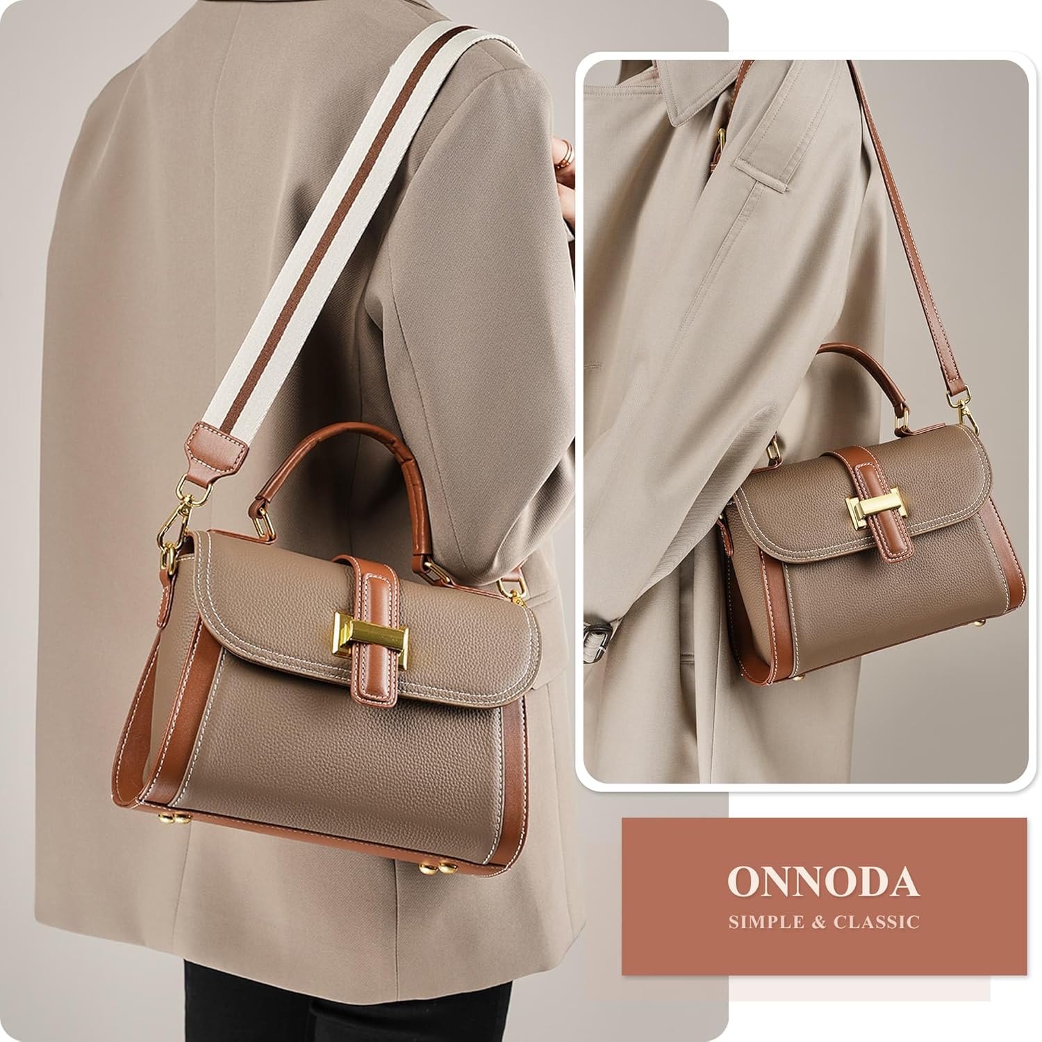 Purse and Handbag for Women Retro Genuine Leather Soft Top Handle Satchel Ladies Fashion Flap Crossbody Shoulder Bag