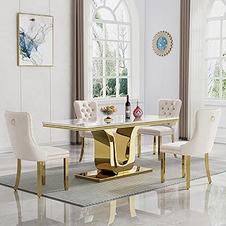 Pvillez 5 Pcs Dining Table Set, Kitchen and Dining Room Table Set for 4,