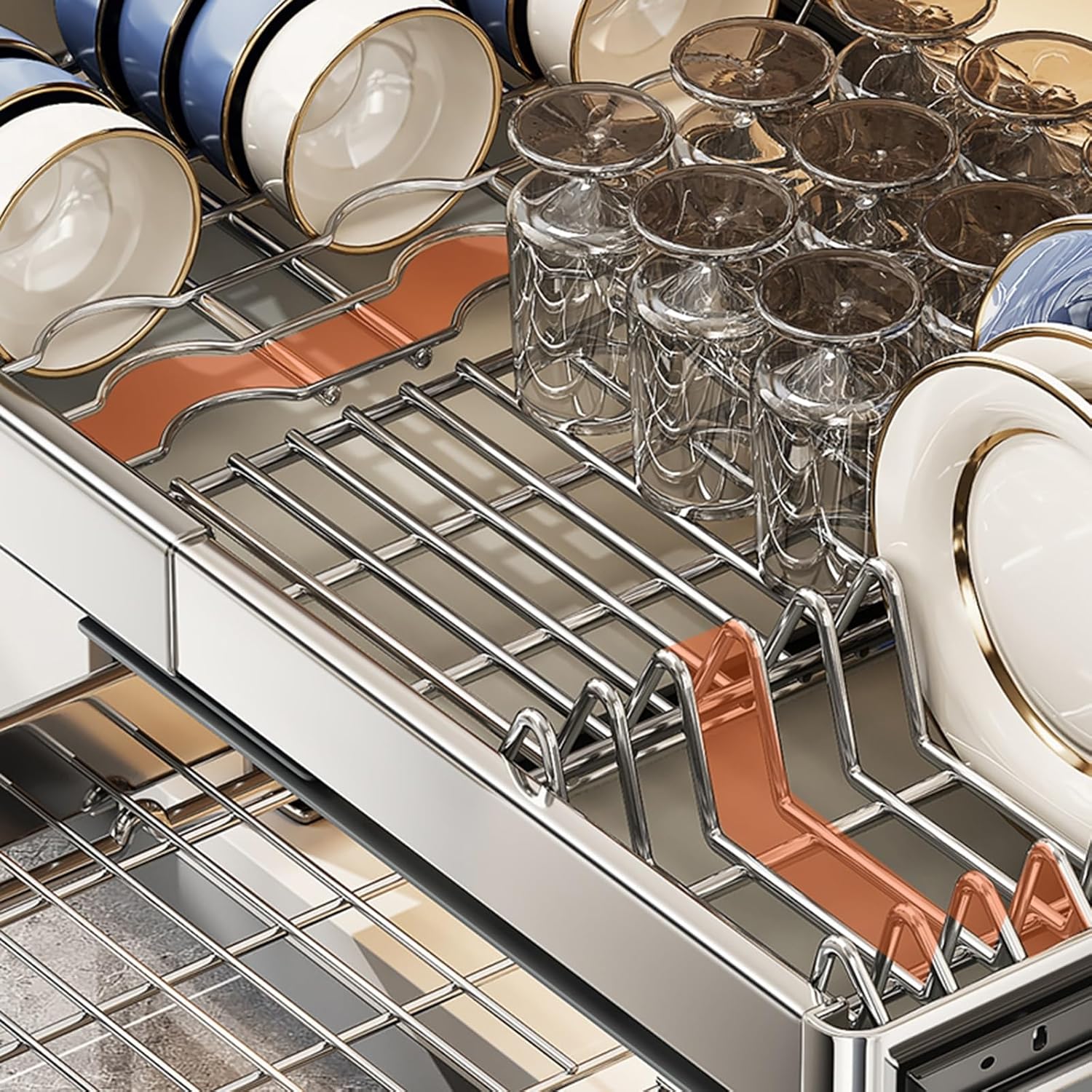 Expandable Pull Out Cabinet Drawers Organizer, Slide Out Cabinet Shelves with Adhesive Nano Film, Roll Out Drawers for Kitchen Cabinets, Pantry, Bathroom Storage,S