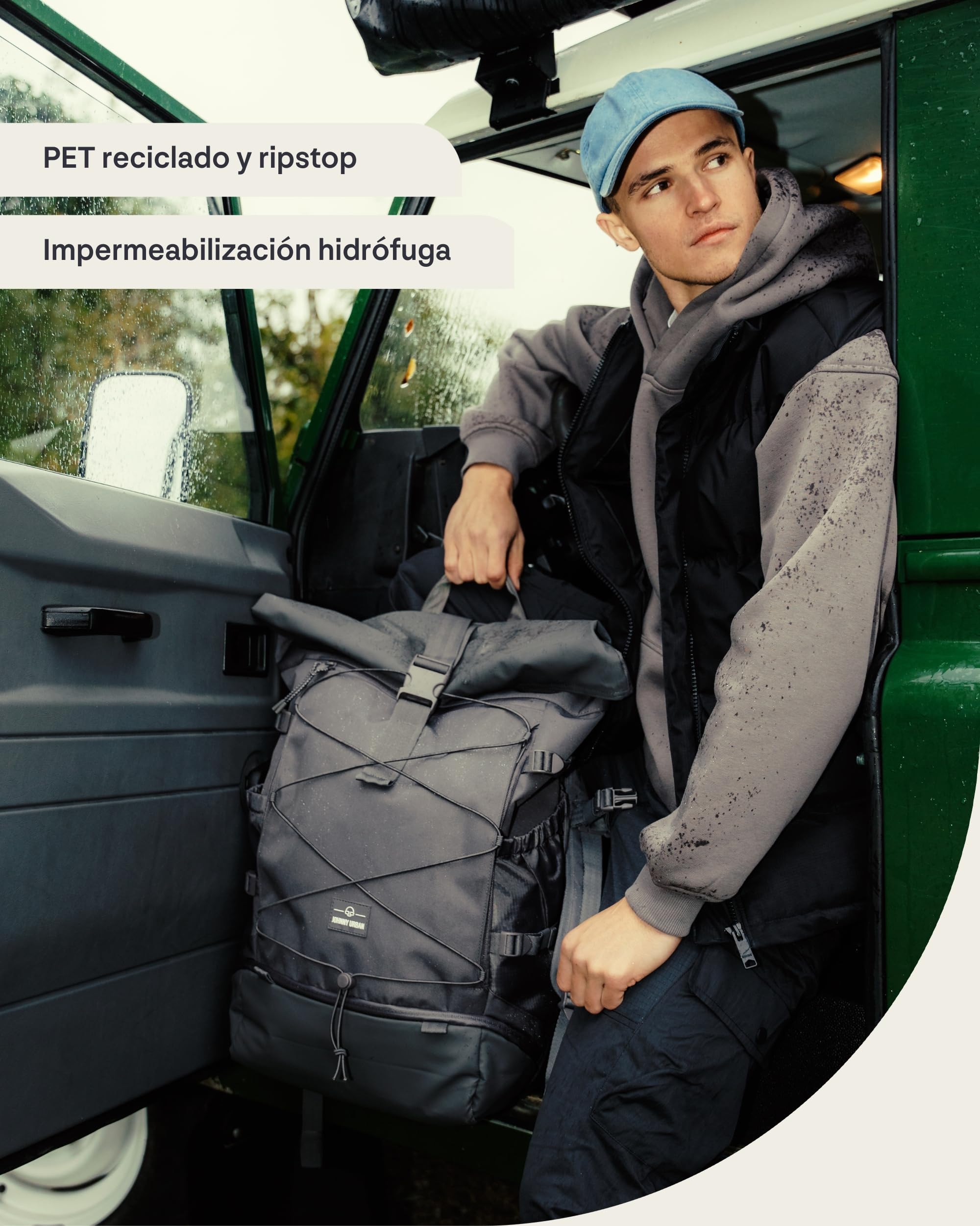 Johnny Urban Mochila de Viaje Mujeres y Hombres - Allen Travel L - 37L Rolltop Backpack Large - Bolsa Ideal para Viajes Senderismo Excursiones - Repelente al Agua