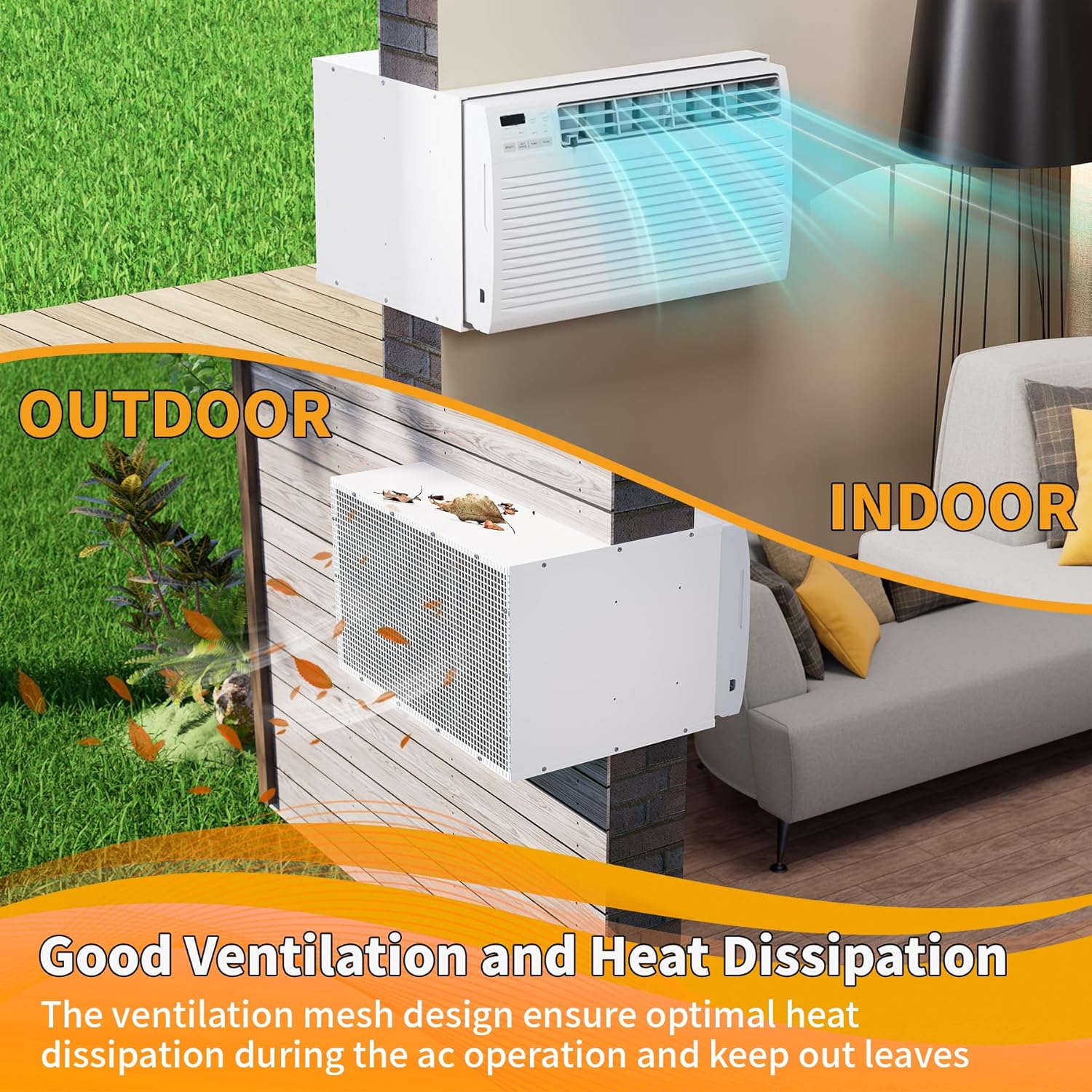 LBG Products Through The Wall Air Conditioner Sleeve, 26 Inch Air Conditioner Wall Sleeve with Ventilation & Drain Hole Design, Thickened AC Wall Sleeve Covers, Compatible with Most TTW AC Units