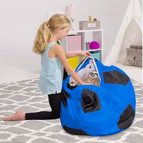 Miniatura 269 de Posh Funda de Silla Puf Rellenable para Almacenamiento de Animales de Peluche para Niños - Organizador de Juguetes Infantiles, Grande-38 - Lona