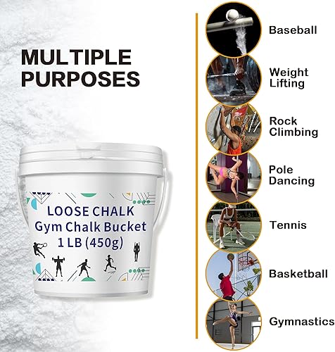 Miniatura 7 de Cubo de tiza de gimnasio suelto de 1 libra, tiza en polvo premium con bolsa de tiza vacía y cuchara, multiusos para levantamiento de pesas, gimnasia