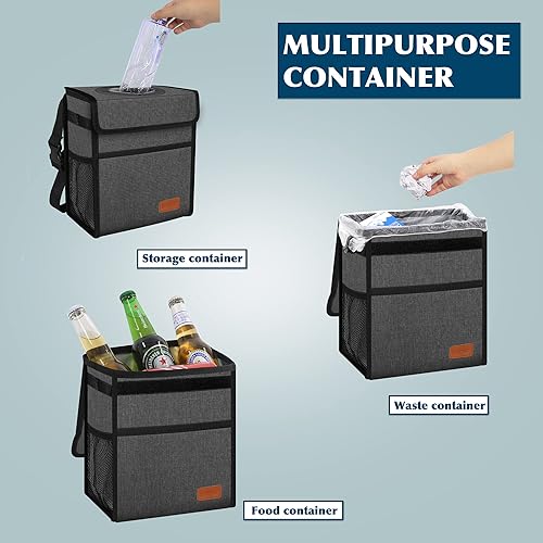 Miniatura 9 de Basurero para automóvil, bolsa de basura impermeable, con tapa, para asiento delantero de SUV, multiusos, para colgar en reposacabezas, plegable y