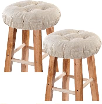 Bar Stool Covers Set of 2, Stool Covers Round with Elastic Band Pad, Soft Stool Seat Covers, Nonslip and Washable, 12 Inch, Beige