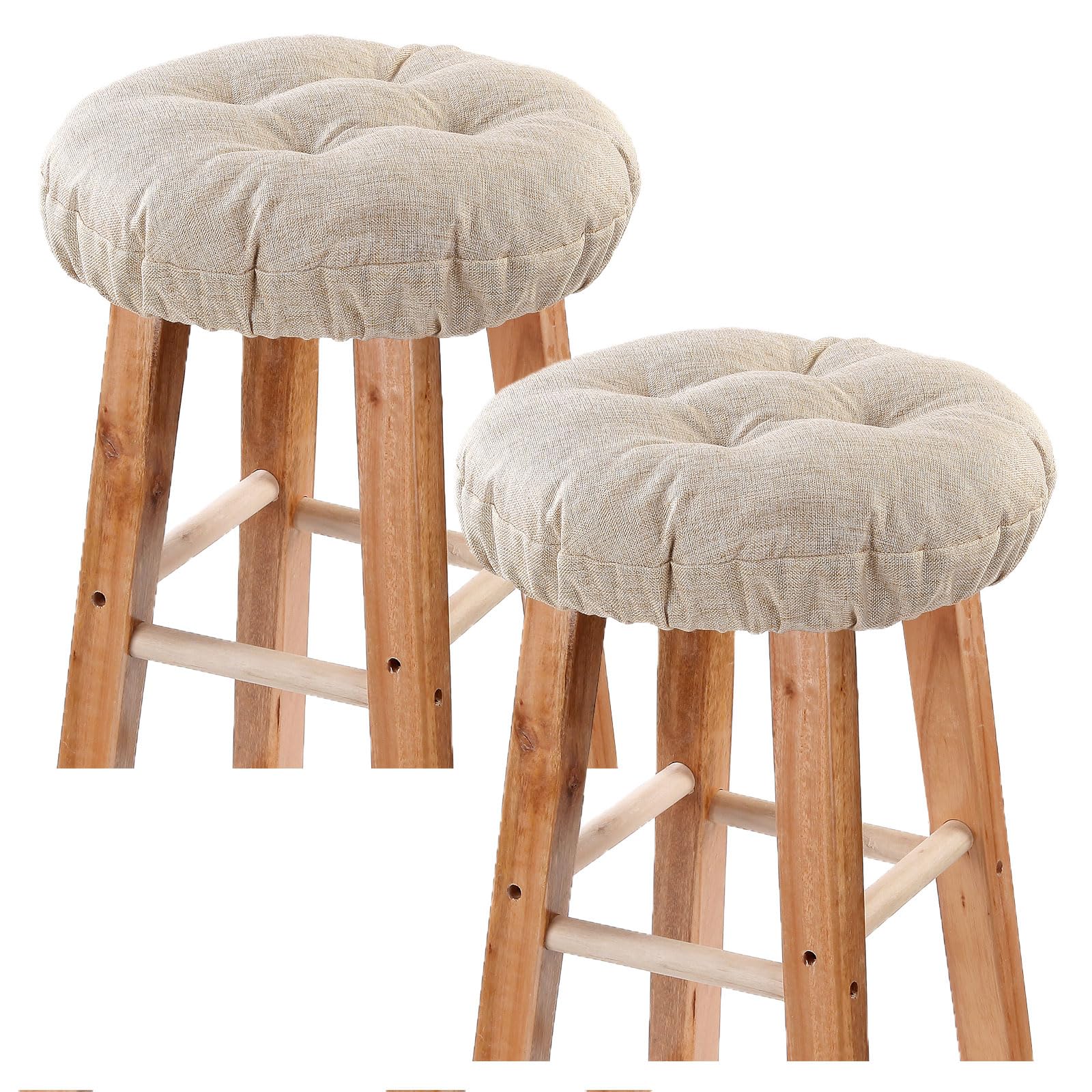 Bar Stool Covers Set of 2, Stool Covers Round with Elastic Band Pad, 12 Inch, Beige