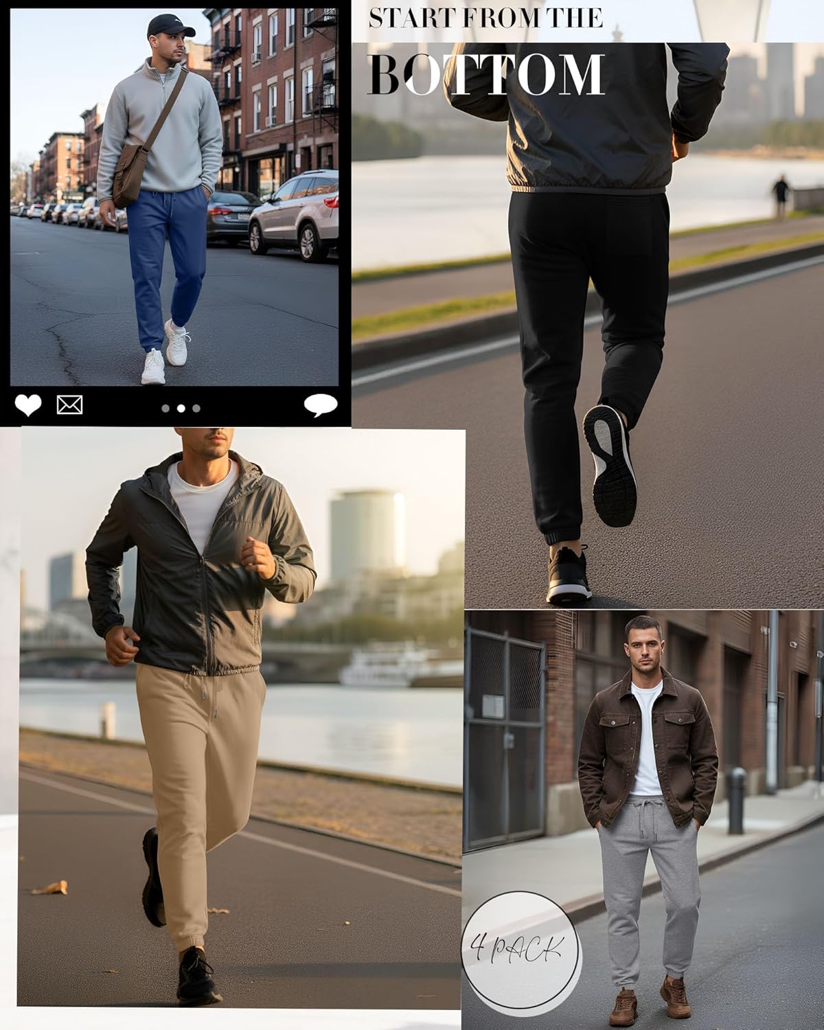 4 Pack Men's Sweatpants Drawstring Workout Athletic Joggers Lounge Running Gym Track Sweat Pants with Pockets - Image 5