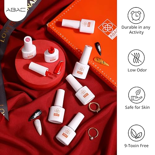 Miniatura 2 de ABAC Juego de esmaltes de gel de un solo paso, 12 colores rosa, rosa, rojo, kit de esmalte de uñas de gel negro, blanco, purpurina, dorado,