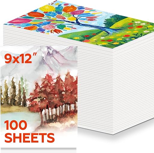 100 Sheets Watercolor Paper Bulk,9 x 12 Inch Cold Press 140 lb/300 GSM Water Color Paper for Kids Adults.Watercolor Drawing Paint Paper for Art Drawing Supplies
