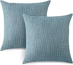 OTOSTAR Linen Throw Pillow Covers Set of 2 Decorative Square Pillowcases Cushion Covers 14x14 Inch for Home Decor Sofa Bedroom Car 35 x 35 CM Blue