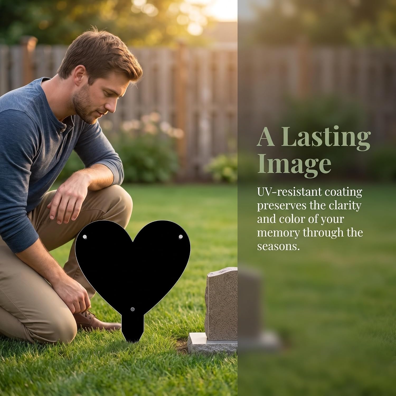 Waterproof Acrylic Heart Memorial Picture Frame for Grave Site