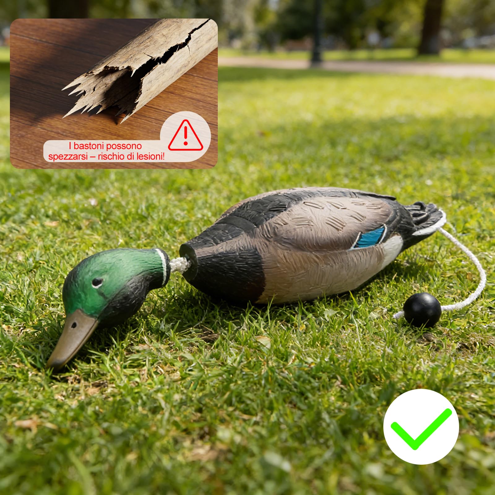 Dummy per Addestramento Cani, Dummy da Riporto Anatra con Codolo da Lancio, Dummy Impermeabile per Addestramento Cani, Anatra in Eva, Finto Cercitore per Cuccioli oi da Caccia Adulti