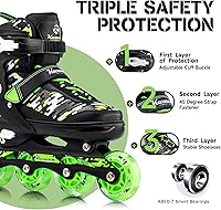Vista 4 de Adjustable Inline Skates for Kids and Teens, Boys Girls Women Beginner Fun Illuminating Skates Outdoor and Indoor