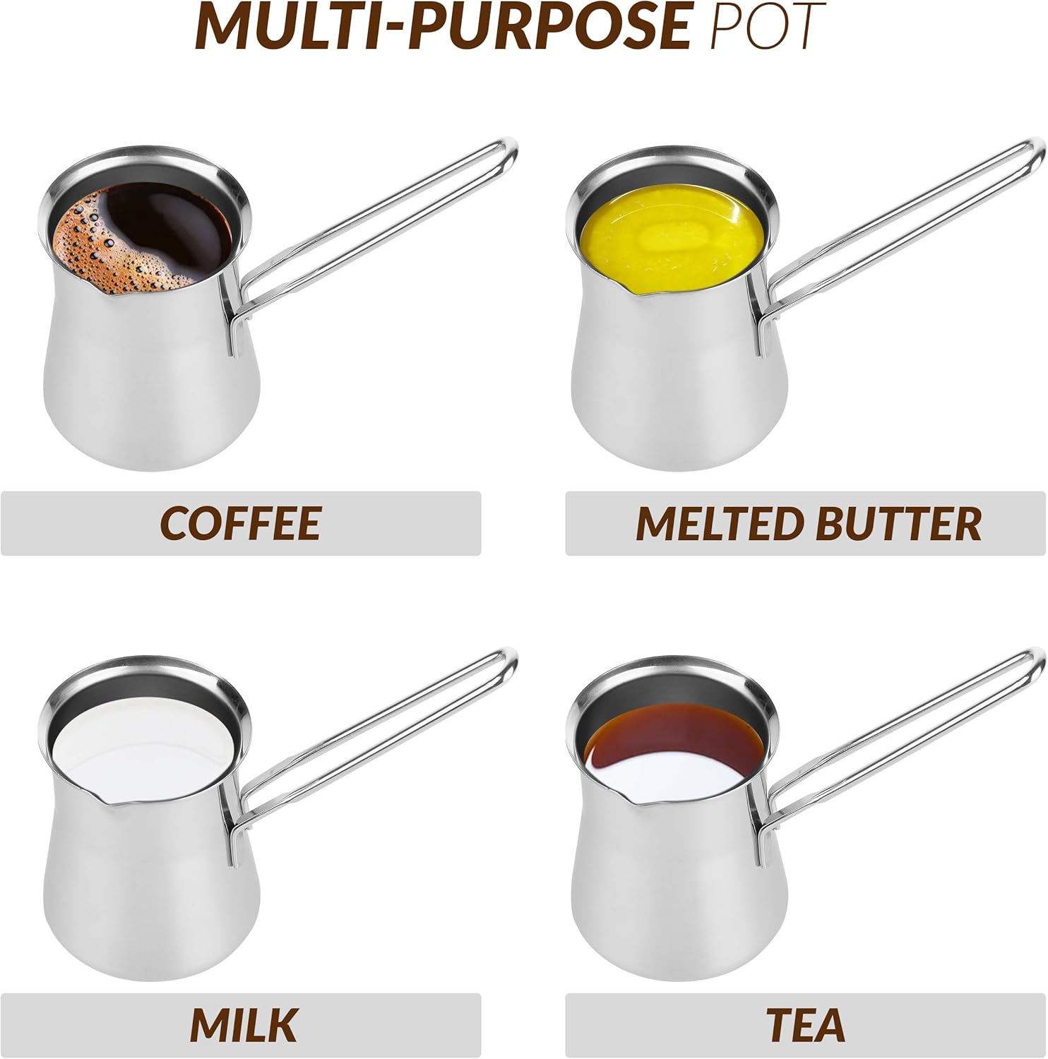 Quality Turkish Coffee Pot - Turkish Coffee Maker, Chai Pot, Arabic Coffee Pot, Briki Greek Coffee Pot, Greek Briki, Cezve, Ibrik (15oz) - Image 6