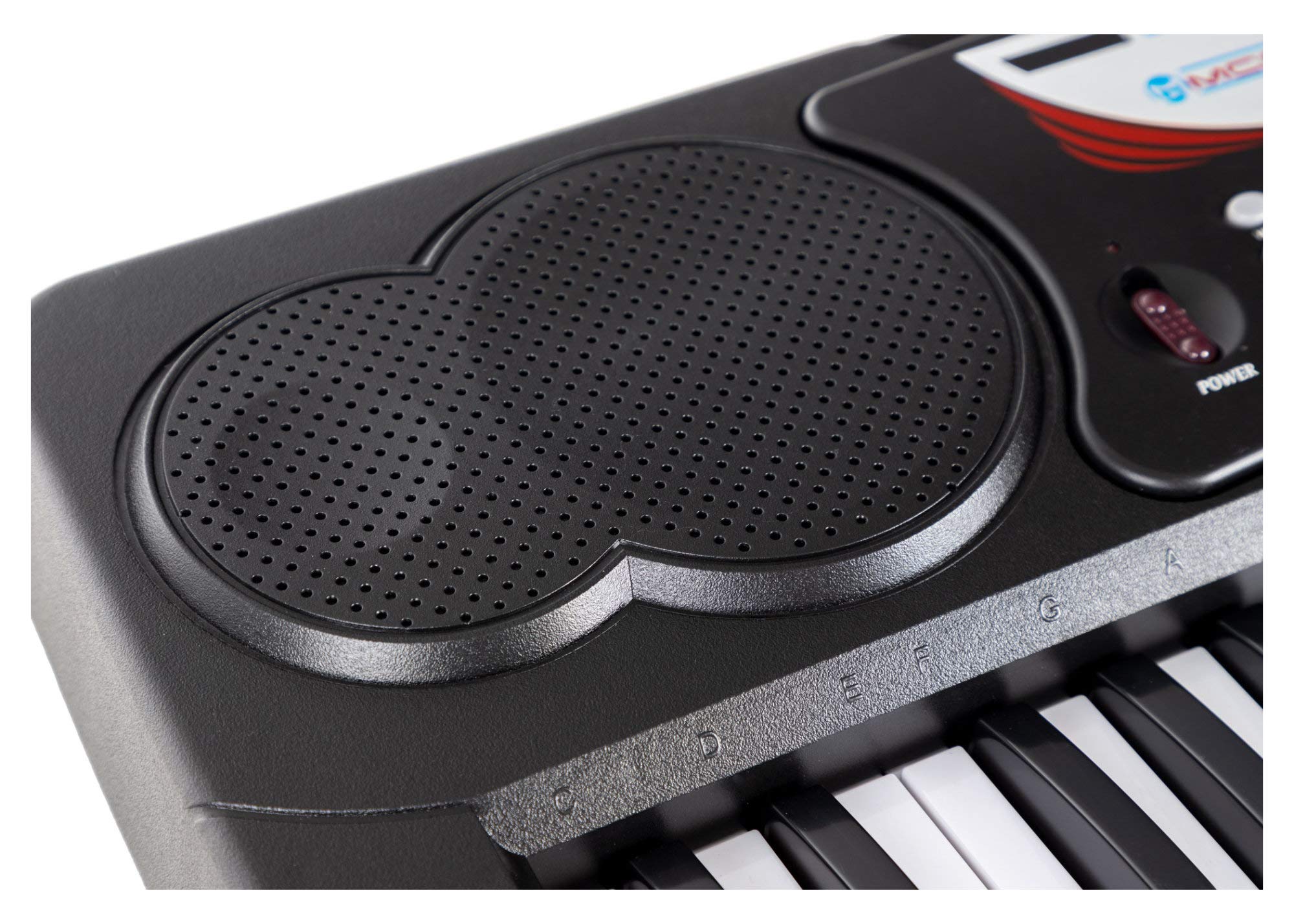 McGrey BK-4910BK Set de teclado para principiantes, 49 teclas, 16 sonidos, 10 ritmos, 8 percusiones, 6 canciones demo. Incluye micrófono, auriculares infantiles KKH-10 y atril. Negro