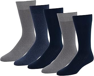 Amazon Essentials Mens Comfortable Patterned Dress Socks, 5 Pairs