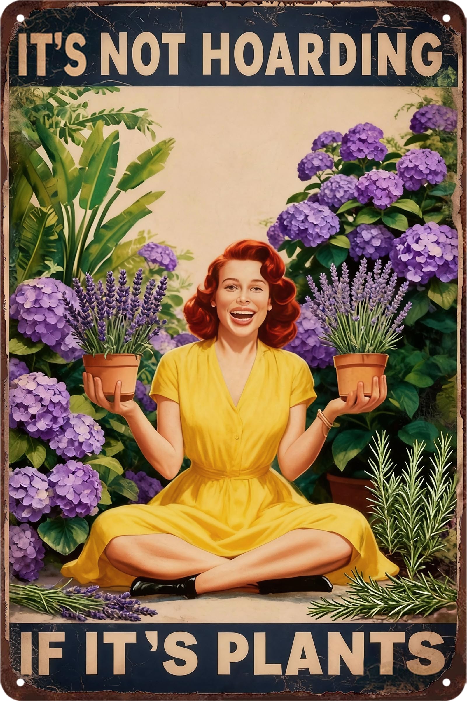 Not Hoarding If It's Plants Greenhouse Tin Sign, 12x8 Inch